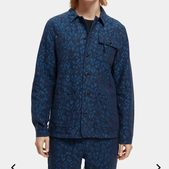 NWT - Scotch & Soda Men’s Linen Blended Jacquard Overshirt Jacket - Size M - Picture 2 of 10